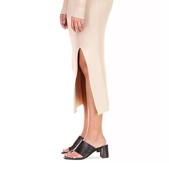 SANCTUARY Women's Sugar & Spice Ribbed Midi skirt size S oat milk - Picture 4 of 9